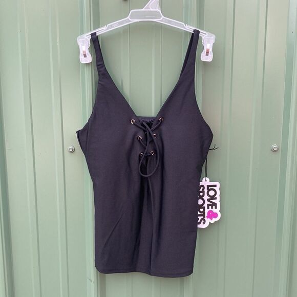 Women's Shimmer Lace-Up Tankini Top Swimsuit Bathing Suit Size XS - Picture 1 of 7